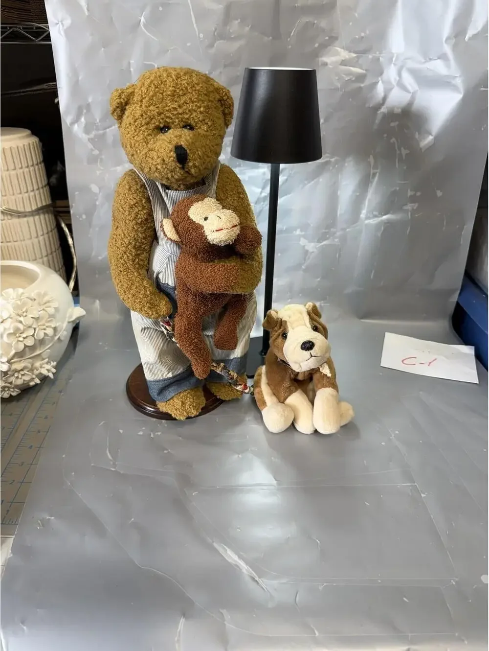 RARE Ty Beanie Babies Buddy Bear w/ Monkey & Dog Plush Set - Excellent Condition